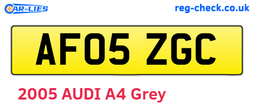 AF05ZGC are the vehicle registration plates.