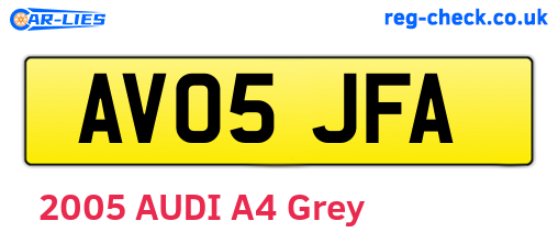 AV05JFA are the vehicle registration plates.