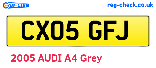 CX05GFJ are the vehicle registration plates.