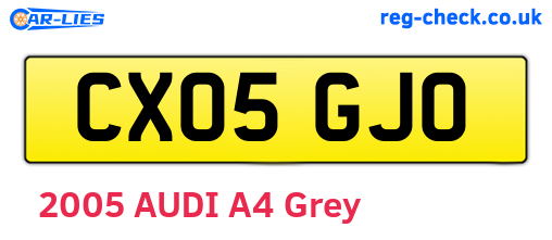 CX05GJO are the vehicle registration plates.