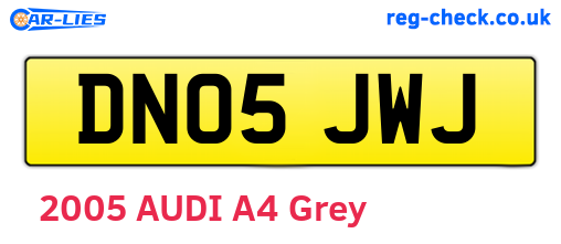 DN05JWJ are the vehicle registration plates.