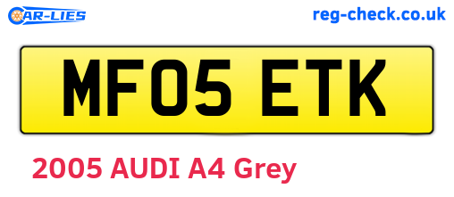 MF05ETK are the vehicle registration plates.