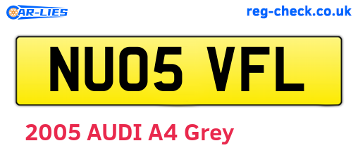 NU05VFL are the vehicle registration plates.