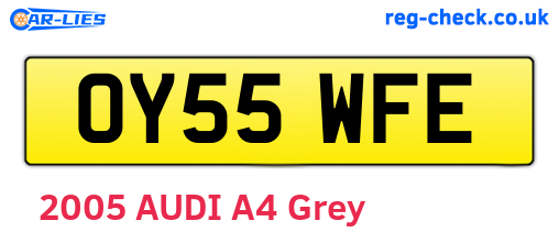 OY55WFE are the vehicle registration plates.
