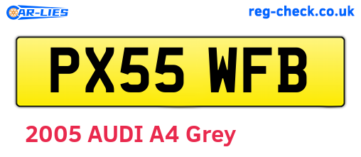PX55WFB are the vehicle registration plates.