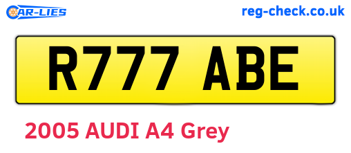 R777ABE are the vehicle registration plates.