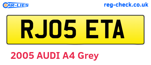 RJ05ETA are the vehicle registration plates.