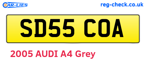SD55COA are the vehicle registration plates.