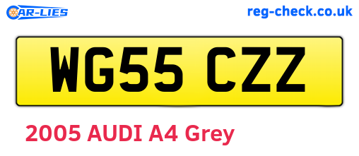 WG55CZZ are the vehicle registration plates.