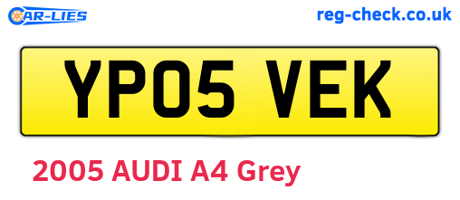 YP05VEK are the vehicle registration plates.