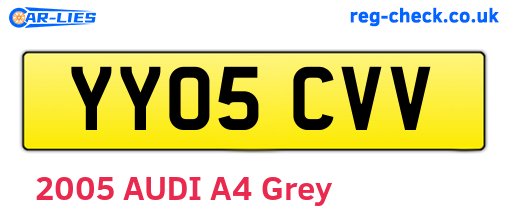 YY05CVV are the vehicle registration plates.