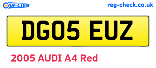 DG05EUZ are the vehicle registration plates.