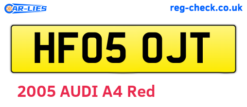 HF05OJT are the vehicle registration plates.