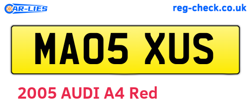 MA05XUS are the vehicle registration plates.