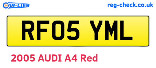 RF05YML are the vehicle registration plates.