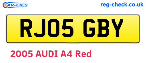 RJ05GBY are the vehicle registration plates.