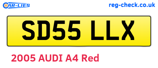 SD55LLX are the vehicle registration plates.