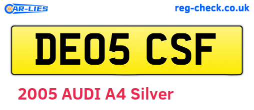 DE05CSF are the vehicle registration plates.
