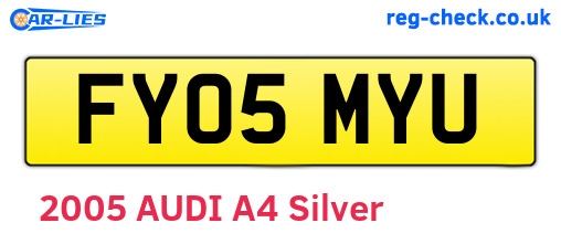 FY05MYU are the vehicle registration plates.