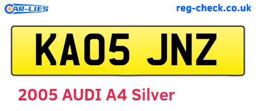 KA05JNZ are the vehicle registration plates.