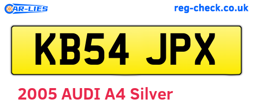 KB54JPX are the vehicle registration plates.