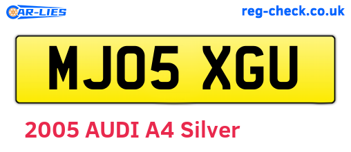 MJ05XGU are the vehicle registration plates.