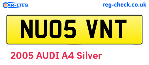 NU05VNT are the vehicle registration plates.