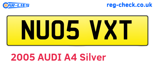 NU05VXT are the vehicle registration plates.