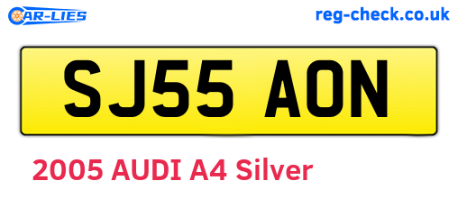 SJ55AON are the vehicle registration plates.