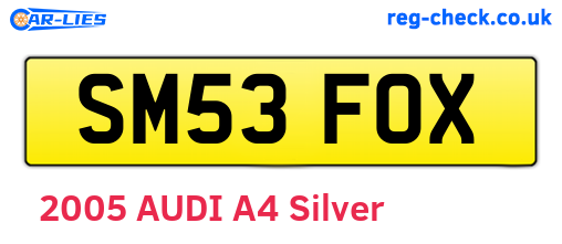 SM53FOX are the vehicle registration plates.