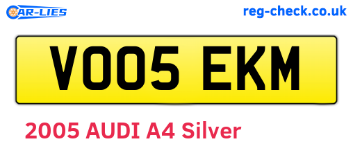 VO05EKM are the vehicle registration plates.