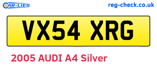 VX54XRG are the vehicle registration plates.