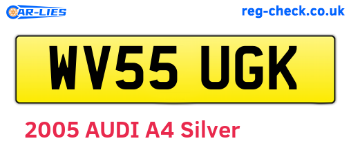 WV55UGK are the vehicle registration plates.