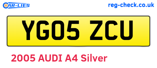 YG05ZCU are the vehicle registration plates.