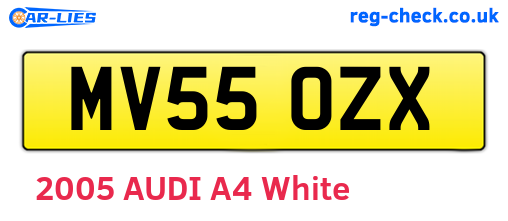 MV55OZX are the vehicle registration plates.