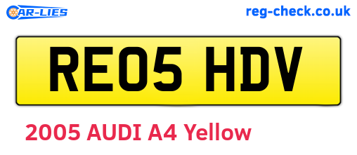 RE05HDV are the vehicle registration plates.