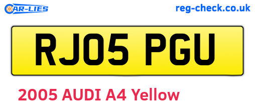 RJ05PGU are the vehicle registration plates.