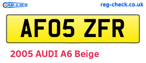 AF05ZFR are the vehicle registration plates.