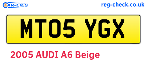 MT05YGX are the vehicle registration plates.