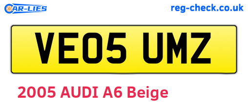 VE05UMZ are the vehicle registration plates.
