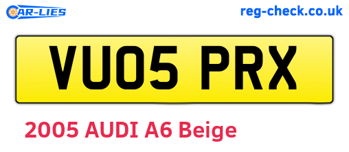 VU05PRX are the vehicle registration plates.