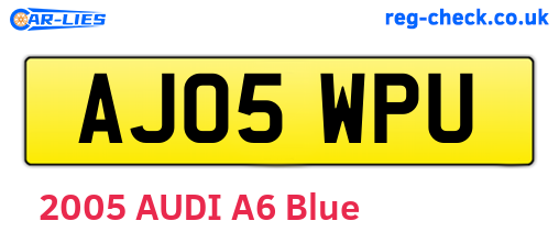 AJ05WPU are the vehicle registration plates.