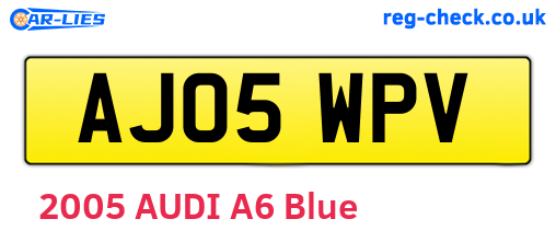 AJ05WPV are the vehicle registration plates.