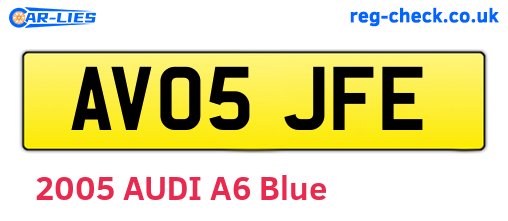 AV05JFE are the vehicle registration plates.