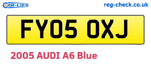 FY05OXJ are the vehicle registration plates.