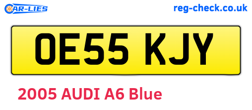 OE55KJY are the vehicle registration plates.