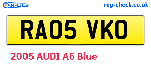 RA05VKO are the vehicle registration plates.
