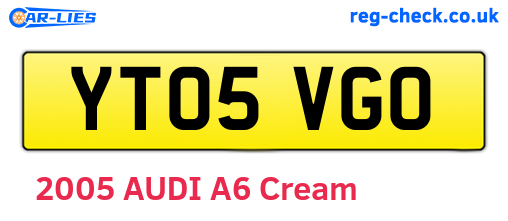 YT05VGO are the vehicle registration plates.