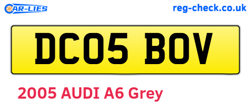 DC05BOV are the vehicle registration plates.
