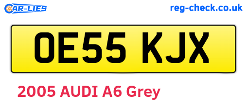 OE55KJX are the vehicle registration plates.